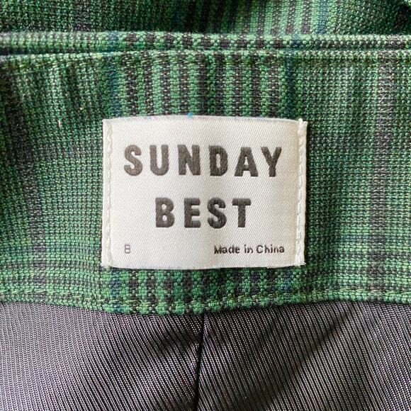Aritzia Sunday Best Astala Mini Skirt Sz 8 Green Black Plaid Pattern School Girl - Picture 5 of 8